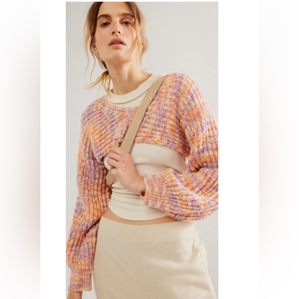 Multicolor Knit Cropped Sweater